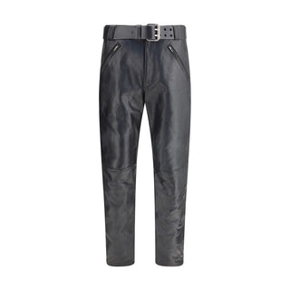 Saint Laurent Hammered leather belted Pants