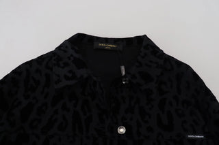 Dolce & Gabbana Cotton Black Leopard Long Sleeve Denim Jacket