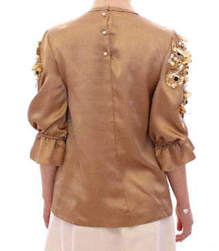 Dolce & Gabbana Gold SPECIAL Piece Runway Crystal Blouse