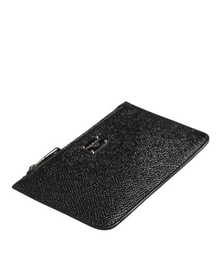 Dolce & Gabbana Black Leather Chain Link Mens Coin Purse Key Clip Holder Wallet