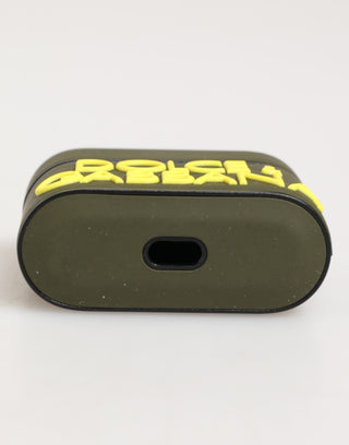 Dolce & Gabbana Army Green Rubber Logo Embossed Accessory  Airpods Case