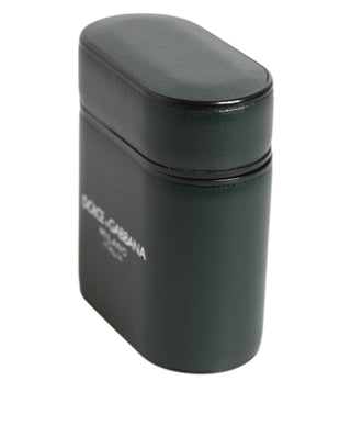 Dolce & Gabbana Army Green Calfskin Leather Logo Flip Holder Airpods Case