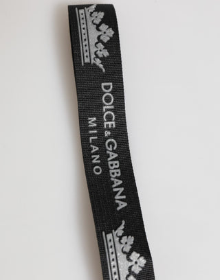Dolce & Gabbana Black Silver Nylon DG Crown Men's Holder Keychain Keyring
