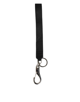Dolce & Gabbana Black Silver Nylon DG Crown Men's Holder Keychain Keyring