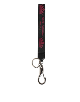 Dolce & Gabbana Black Burgundy Nylon DG Logo Crown Holder Keychain Keyring