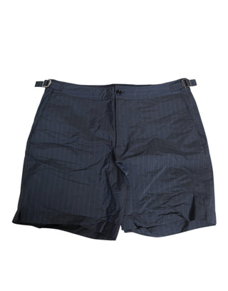 Dolce & Gabbana Navy Blue Polyester Pinstripe Men Shorts Swimwear
