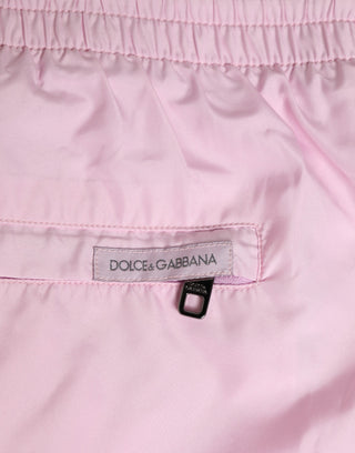 Dolce & Gabbana Pink Nylon Logo Side Stripe Beachwear Men Swimwear