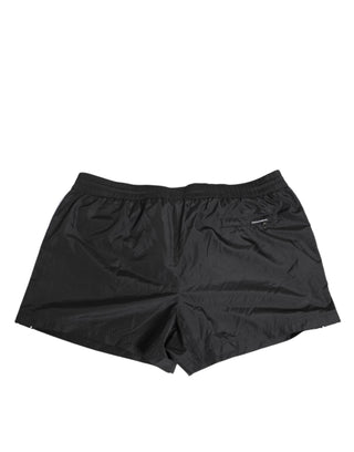 Dolce & Gabbana Black Nylon KING Sideband Men Boxer Shorts Swimwear