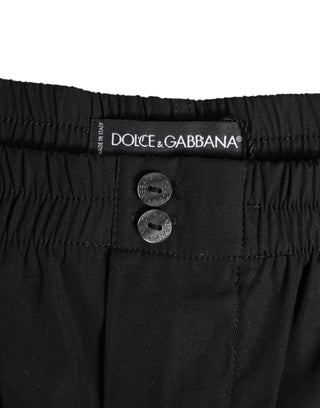 Dolce & Gabbana Black Cotton Elastic Waistband Button Swimwear