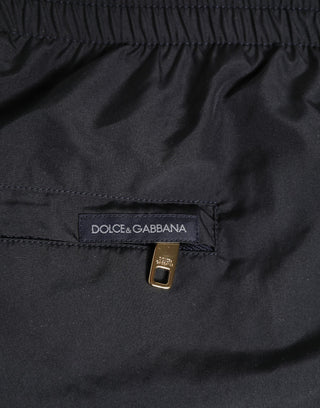 Dolce & Gabbana Black Nylon Side Logo Tape Shorts Swimwear