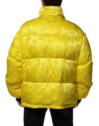 Dolce & Gabbana Yellow Nylon Logo Puffer Bomber Men Jacket