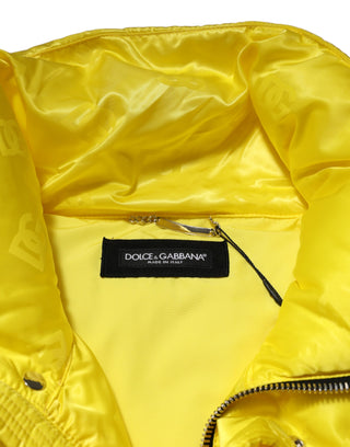 Dolce & Gabbana Yellow Nylon Logo Puffer Bomber Men Jacket