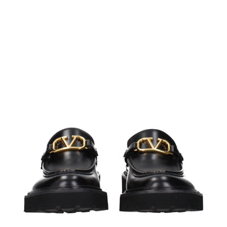 Valentino Garavani Black Leather Slip-On Loafers