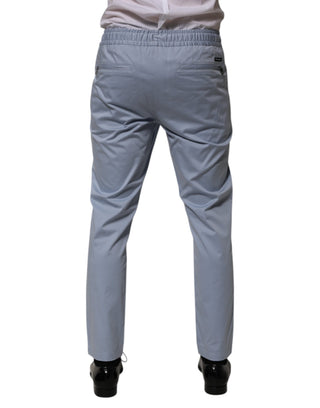 Dolce & Gabbana Light Blue Cotton Drawstring Elastic Waist Men Pants