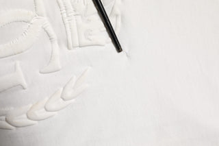 Dolce & Gabbana White Cotton DG Crown Embossed Men T-shirt