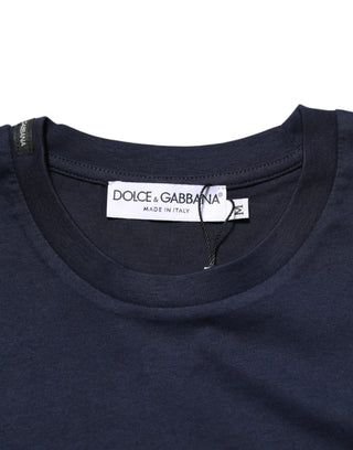 Dolce & Gabbana Dark Blue Cotton DG Logo Print Men’s Top T-shirt