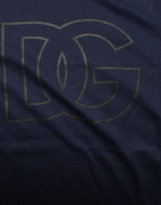 Dolce & Gabbana Dark Blue Cotton DG Logo Print Men’s Top T-shirt
