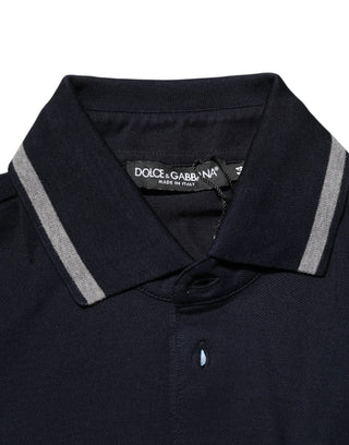 Dolce & Gabbana Navy Blue Cotton Crown Crest Logo Men T-Shirt