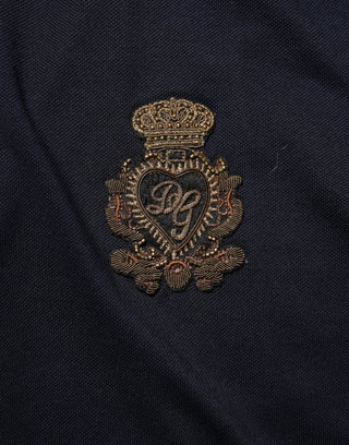 Dolce & Gabbana Navy Blue Cotton Crown Crest Logo Men T-Shirt