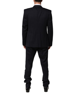 Dolce & Gabbana Black 3 Piece Wool Silk Blend Suit SICILIA