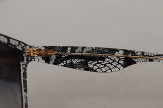 Dolce & Gabbana DG4190 Black Lace Acetate Crystal Round Sunglasses