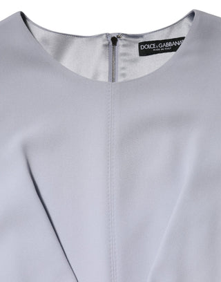 Dolce & Gabbana Light Blue Viscose Blend Floral Applique Dress