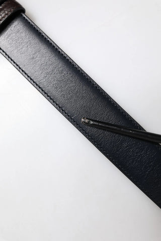 Dolce & Gabbana Blue Brown Leather Buckle Reversible Belt