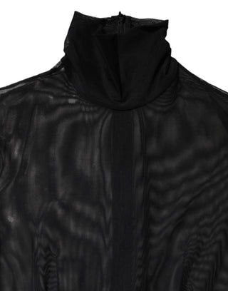 Dolce & Gabbana Black Sheer Mesh Long Sleeve Jumpsuit Bodysuit Dress