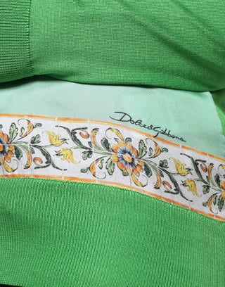 Dolce & Gabbana Green Lemon Print Pullover Silk Women Sweater