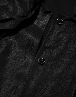 Dolce & Gabbana Black Viscose Long Sleeve Tie Neck Blouse Top
