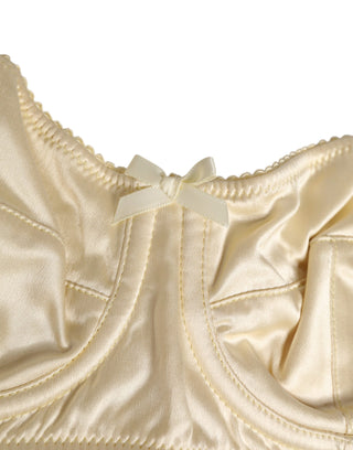 Dolce & Gabbana Cream Satin Blend Balconette Bra Underwear