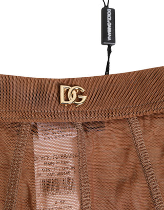Dolce & Gabbana Brown Sheer Mesh High Waist Briefs Underwear
