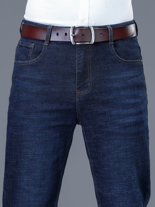 Men's Classic Blue Jeans - Cotton Blend, Regular Fit, Machine Washable - Versatile for All Seasons 