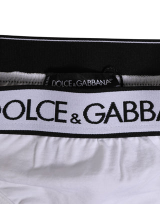 Dolce & Gabbana White Logo Waistband Modal Cotton Thong  Underwear