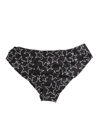 Dolce & Gabbana Black White Star Print Cotton Slip Panty Underwear