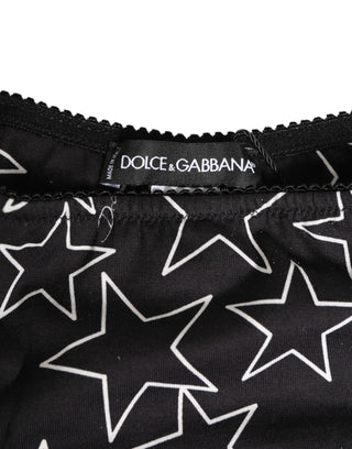 Dolce & Gabbana Black White Star Print Cotton Slip Panty Underwear