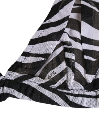 Dolce & Gabbana Black White Zebra Print Sheer Mesh Bralette Underwear