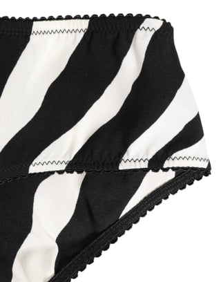 Dolce & Gabbana Black White Zebra Print Slip Briefs Underwear
