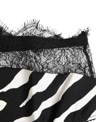 Dolce & Gabbana Black White Zebra Print Lace Trim High Underwear