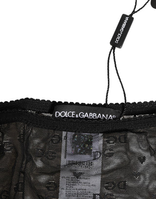 Dolce & Gabbana Black Sheer Mesh Lace Polka Dot Logo Underwear