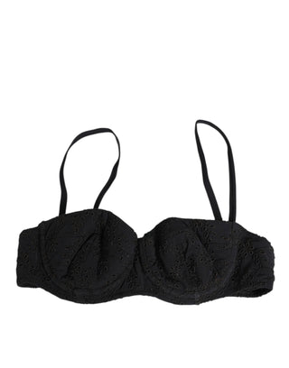 Dolce & Gabbana Black Polyester Embroidered Underwire Bra Underwear