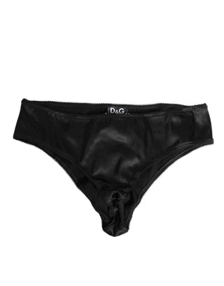 Dolce & Gabbana Black Satin Stretch Slip Brief Women Underwear