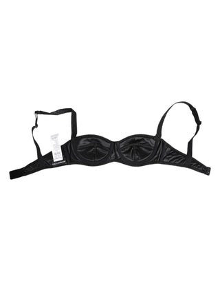 Dolce & Gabbana Black Silk Satin Wireless Lingerie Bra Underwear