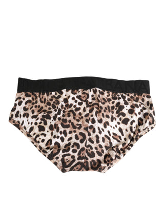Dolce & Gabbana Leopard Print Black Waistband Cotton Underwear