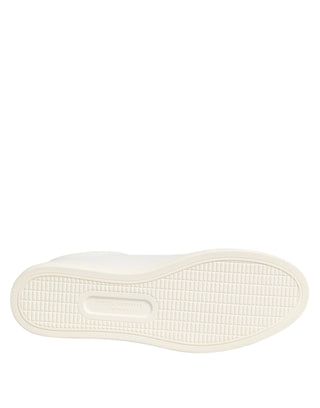 Dolce & Gabbana White Leather Rose Embroidery Low-Top  Shoes