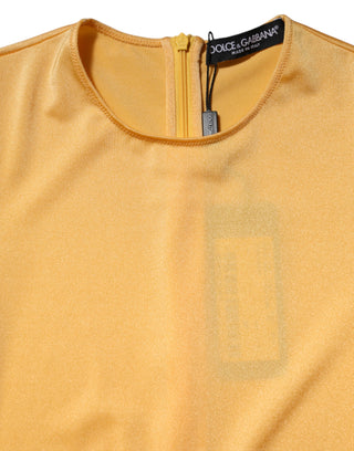 Dolce & Gabbana Gold Yellow Stretch Long Sleeve Bodysuit Dress