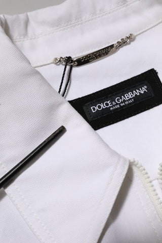 Dolce & Gabbana White Barcode Patch Utility Zip Jumpsuit Pants