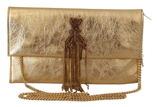Patrizia Pepe Gold Leather Embellished Shoulder Strap Bag