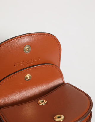 Dolce & Gabbana Brown Leopard Print Calf Leather Small Coin Purse Wallet