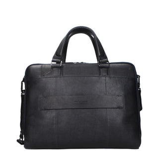 Piquadro Blue Leather Business And Laptop Bags